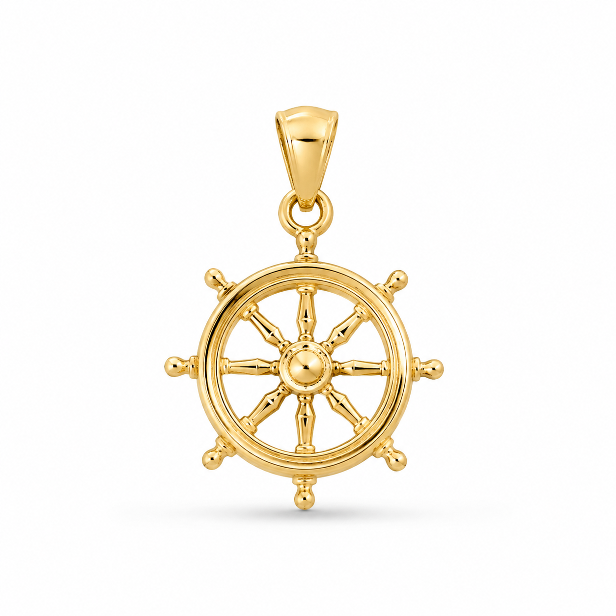 14KT Yellow Gold Ship's Wheel Pendant [A0B9]
