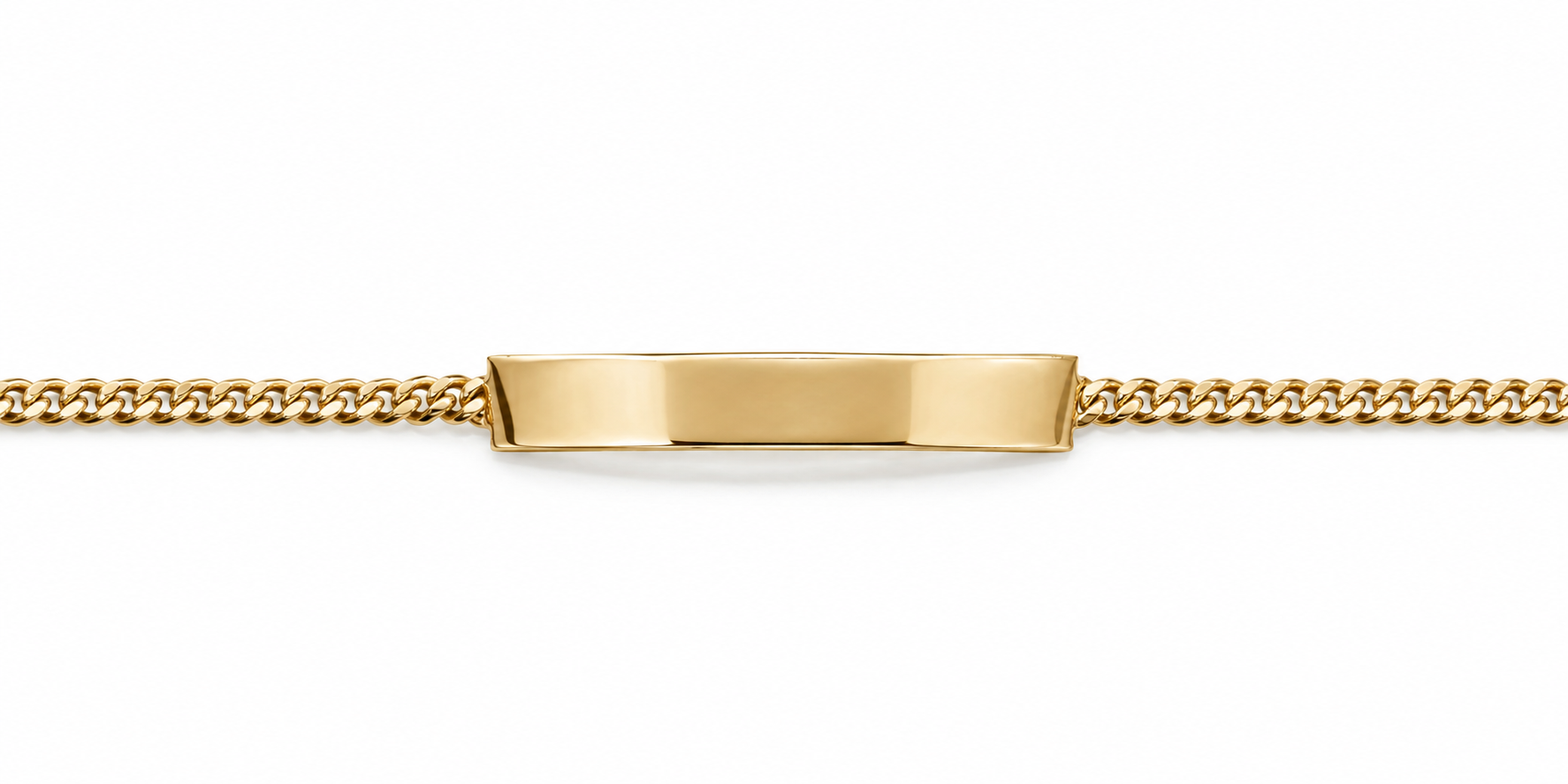 14KT Solid Yellow Gold 3 MM Miami Cuban Plain Baby ID Bracelet
