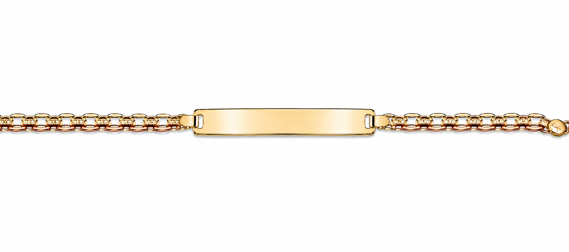 10KT Solid Two-Tone Gold 2.5 MM Fancy Link Baby ID Bracelet