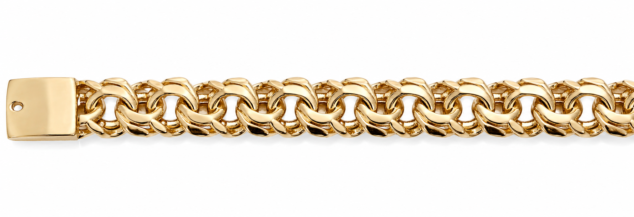 10KT Hollow Yellow Gold 11 MM Chino Bracelet