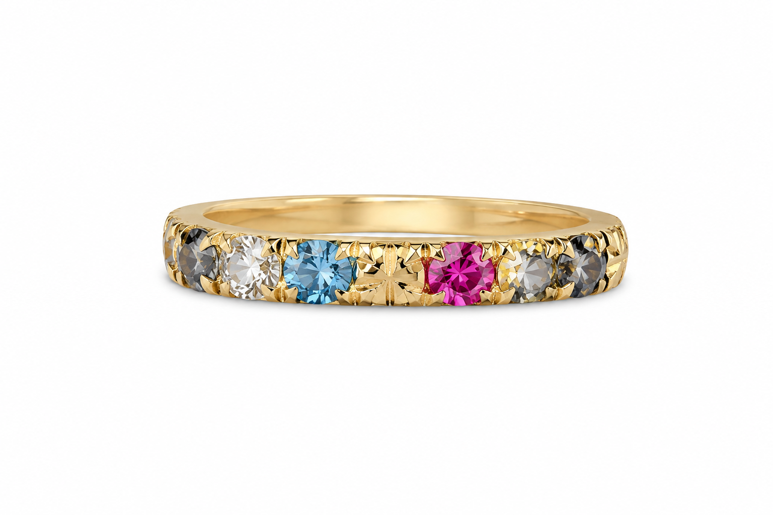 10KT Yellow Gold Cubic Zirconium 4 Stone Ring [A1B8]