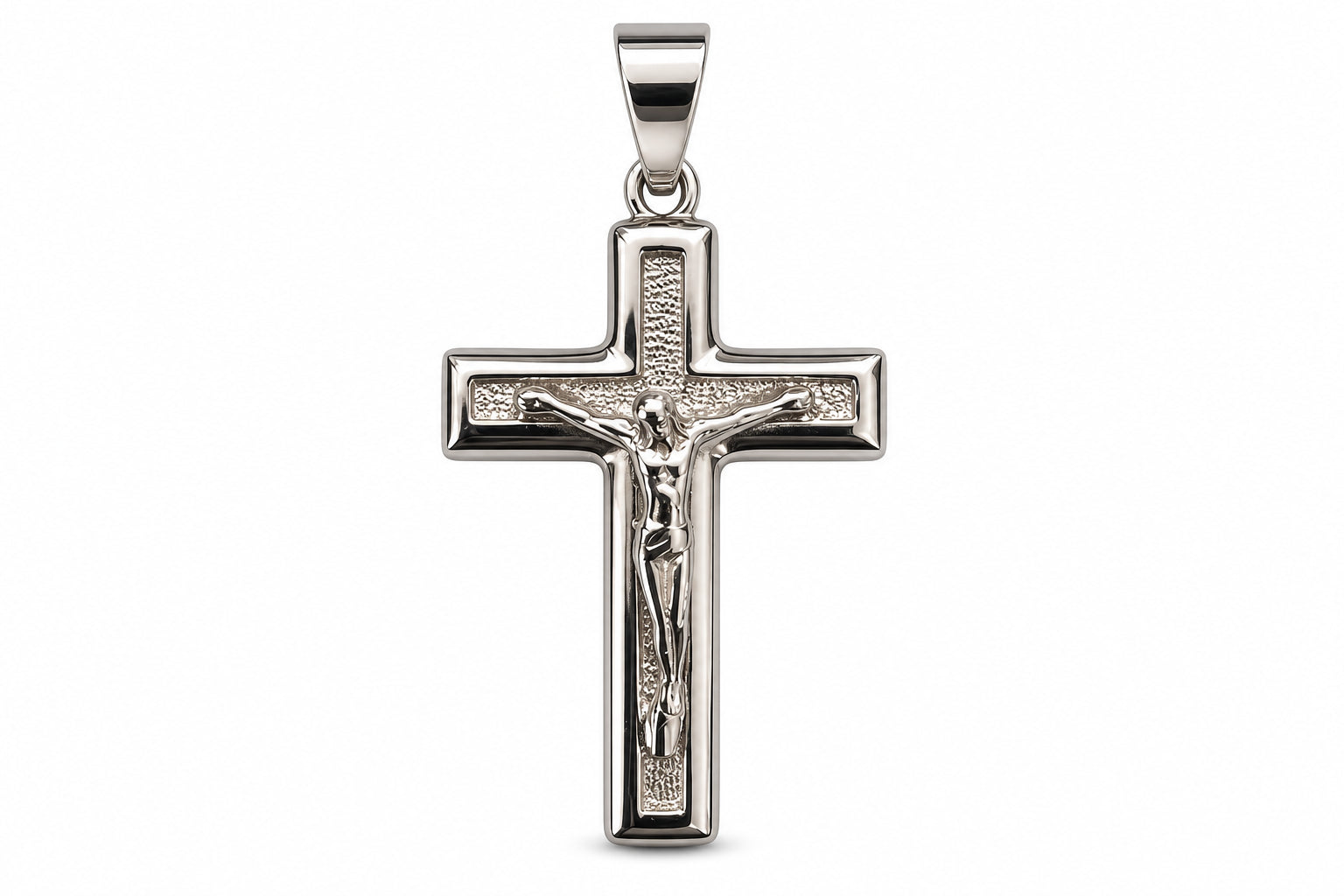 14KT White Gold Crucifix Cross Pendant [A3B6]
