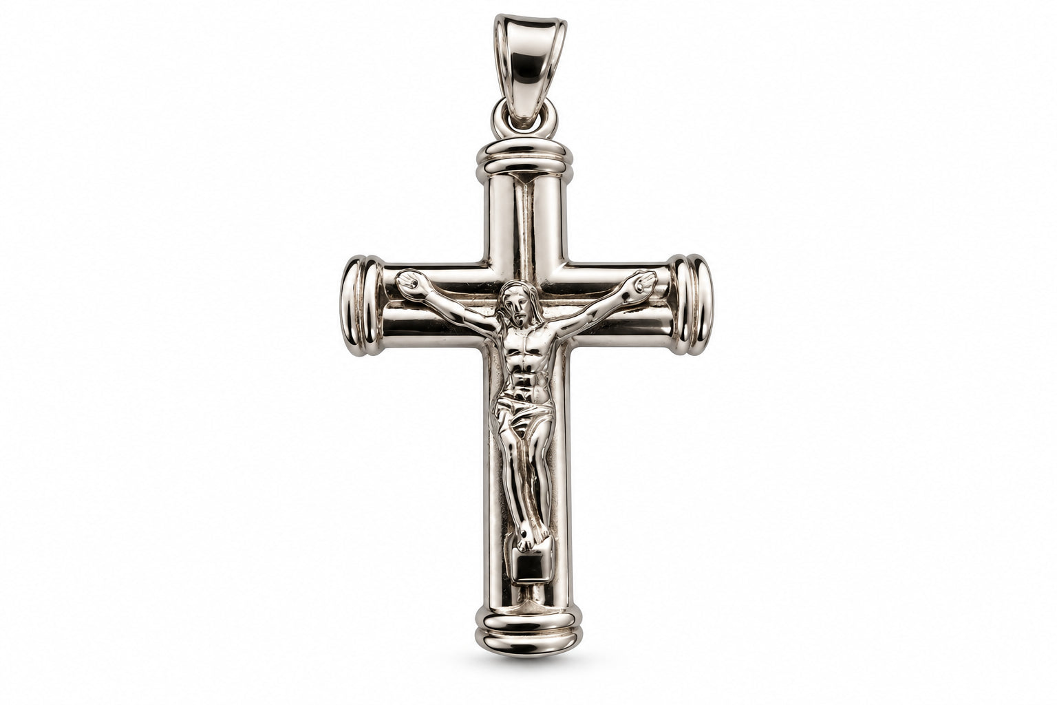 14KT White Gold Crucifix Cross Pendant [A1B4]