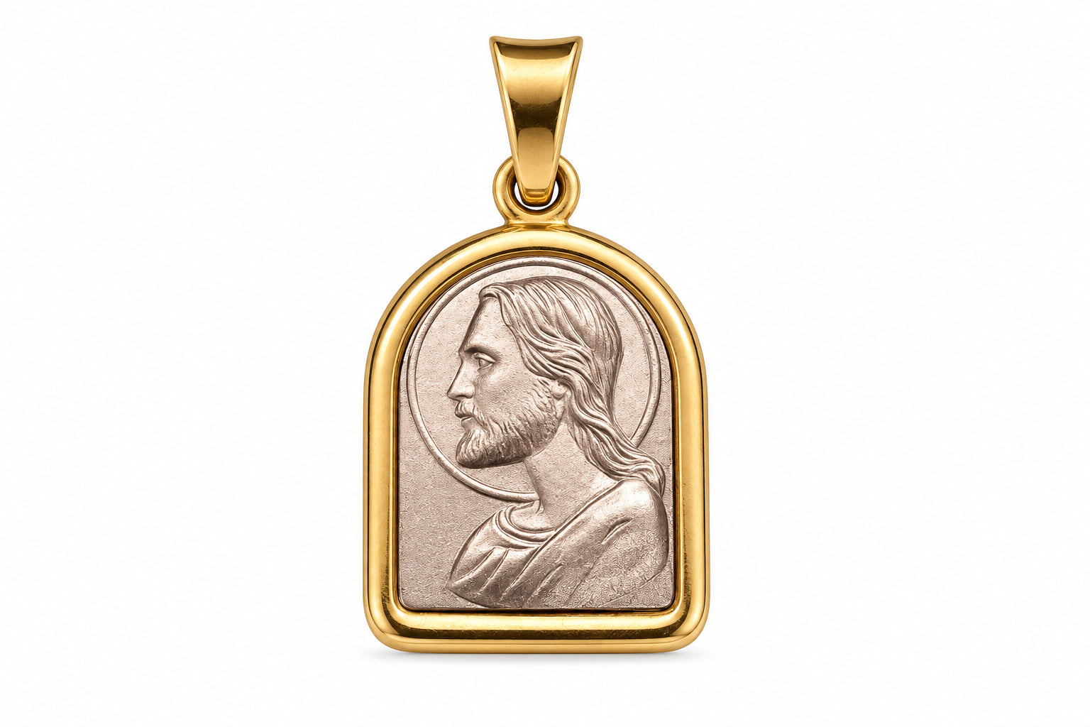 14KT Two-Tone Gold Jesus Pendant [A2B6]