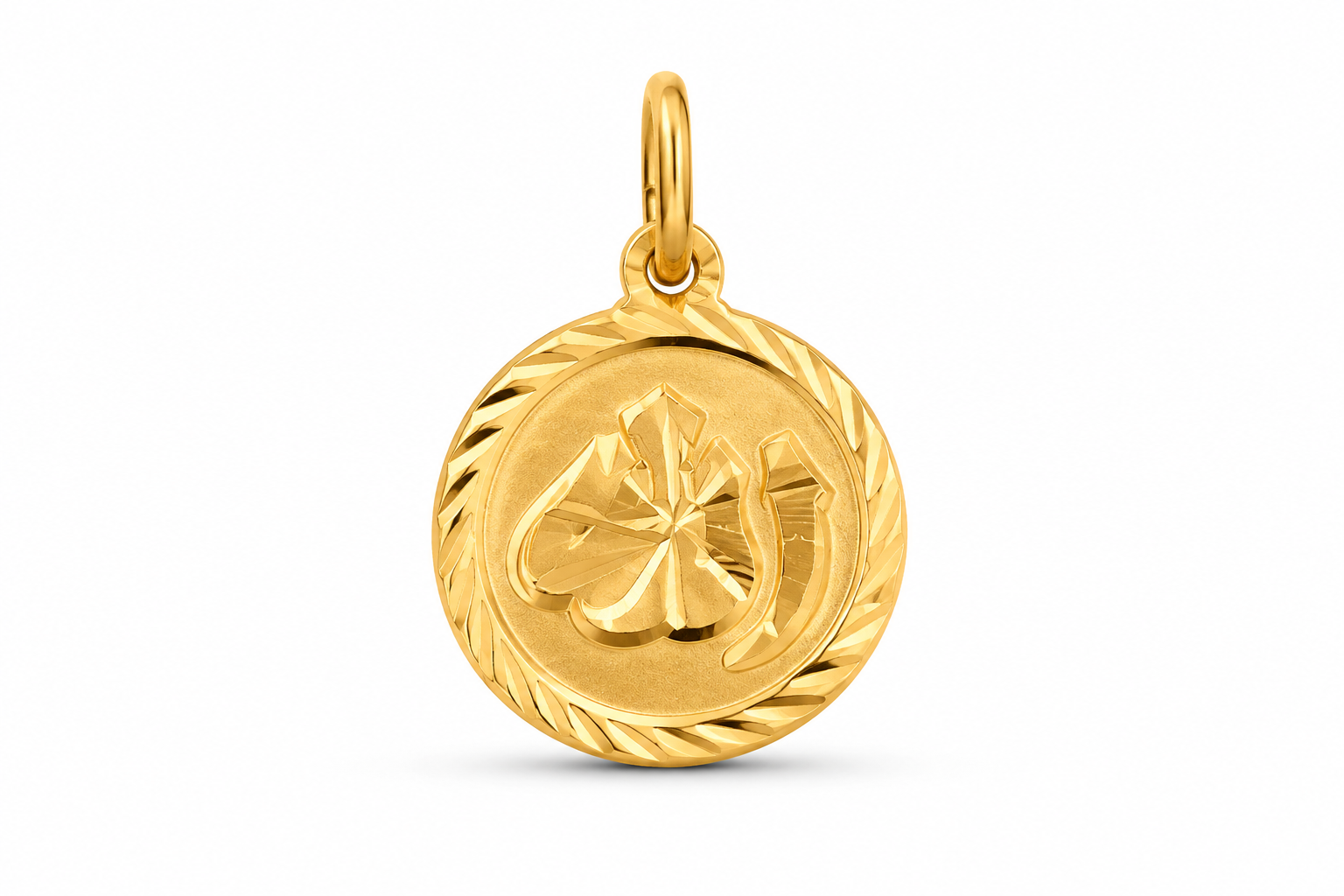 22KT Yellow Gold Round Allah Pendant [A0B9]