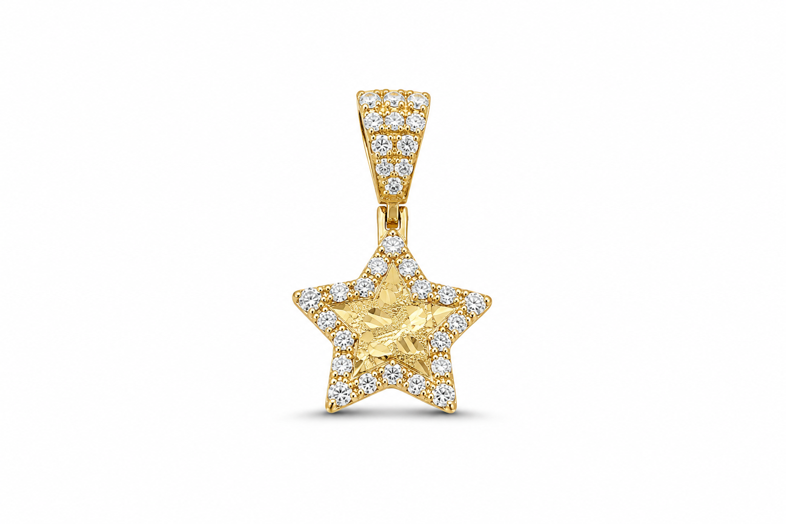 10KT Yellow Gold Cubic Zirconium Star Pendant [A1B2]