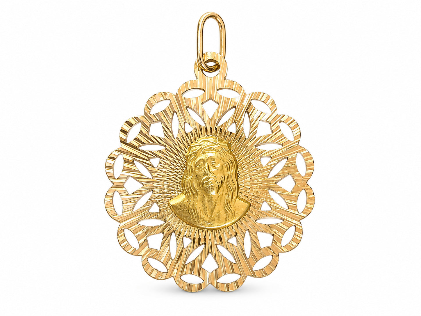 14KT Yellow Gold Jesus And Virgin Mary Pendant [A2B9]