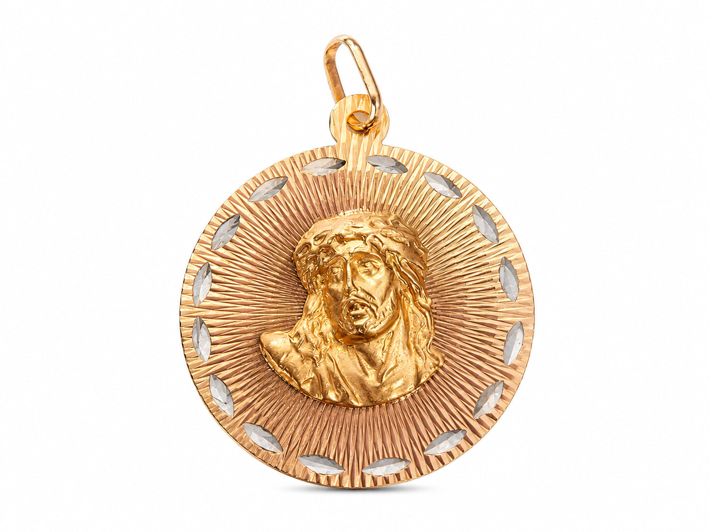 14KT Yellow Gold Jesus And Virgin Mary Pendant [A3B6]