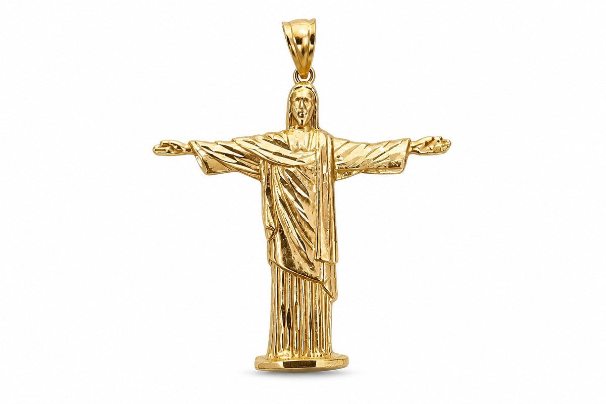 14KT Yellow Gold Jesus And Virgin Mary Pendant [A7B4]
