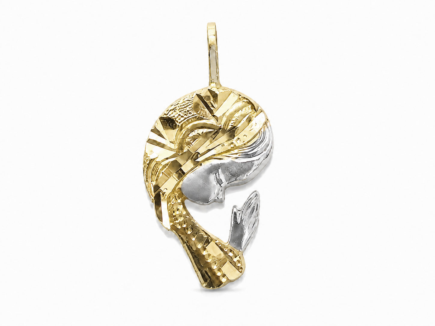 14KT Two-Tone Gold Praying Pendant [A0B9]