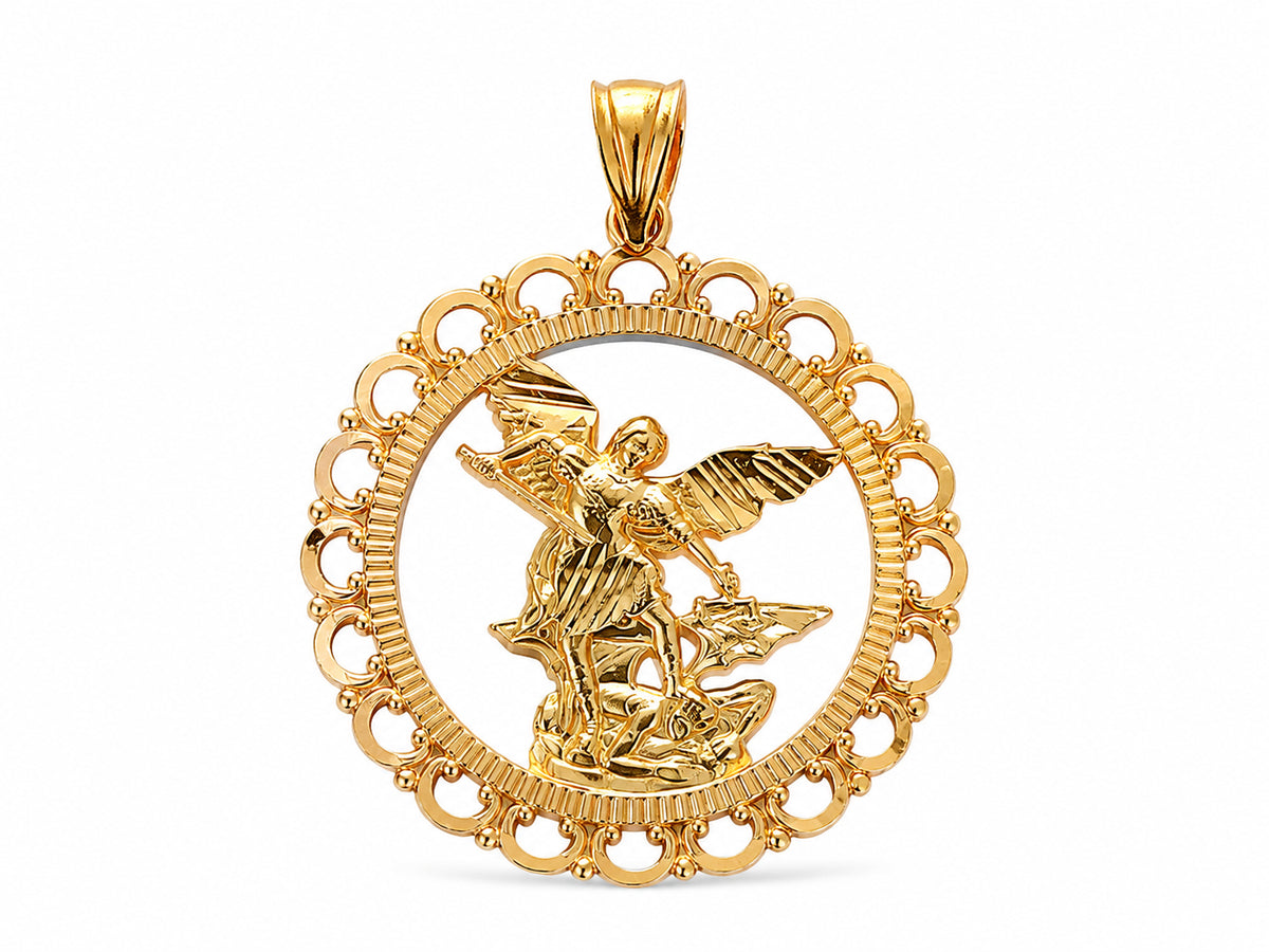 14KT Yellow Gold Saint Michael Pendant [A4B3]