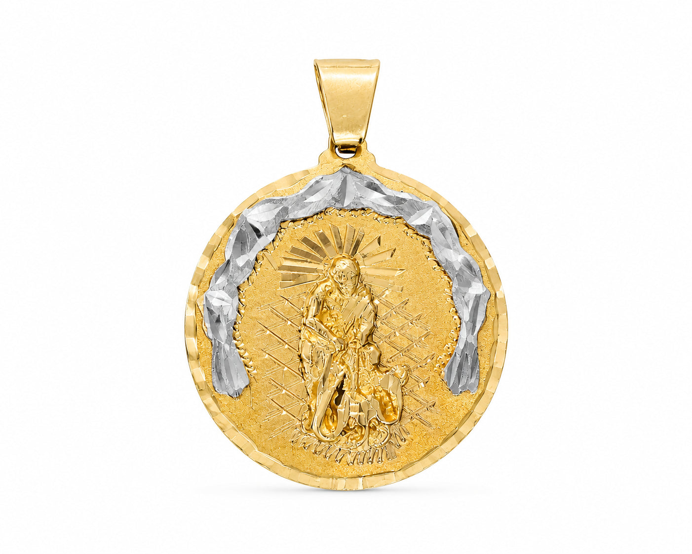 14KT Two-Tone Gold Saint Lazarus Pendant [A4B0]
