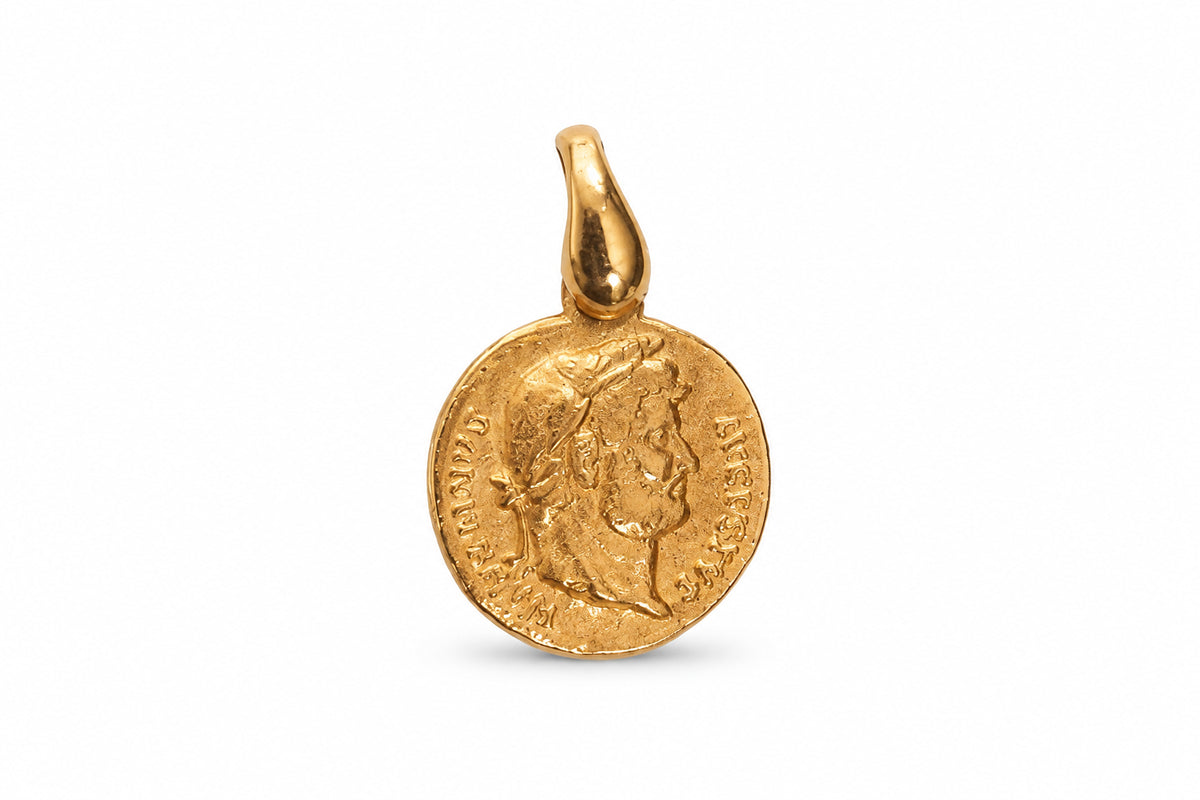 14K Yellow Gold Hadrianus Augustus Coin Pendant [A1B7]