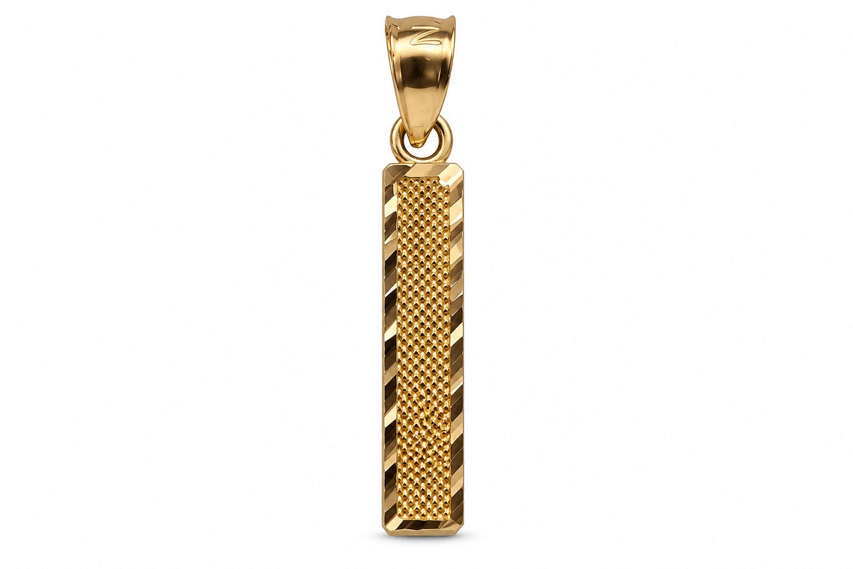 10KT Yellow Gold Print Diamond Cut Initial Letter Pendant