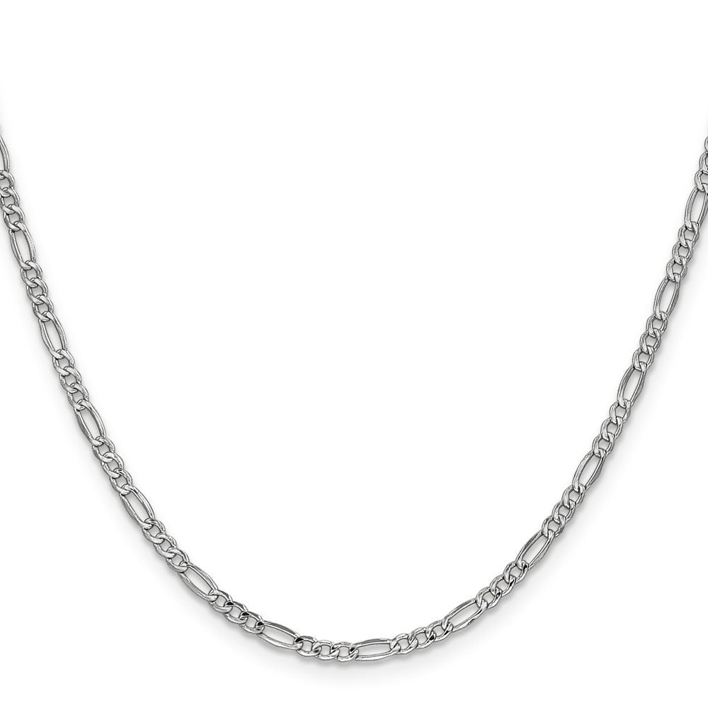14KT Hollow White Gold 2 MM Figaro Link Chain
