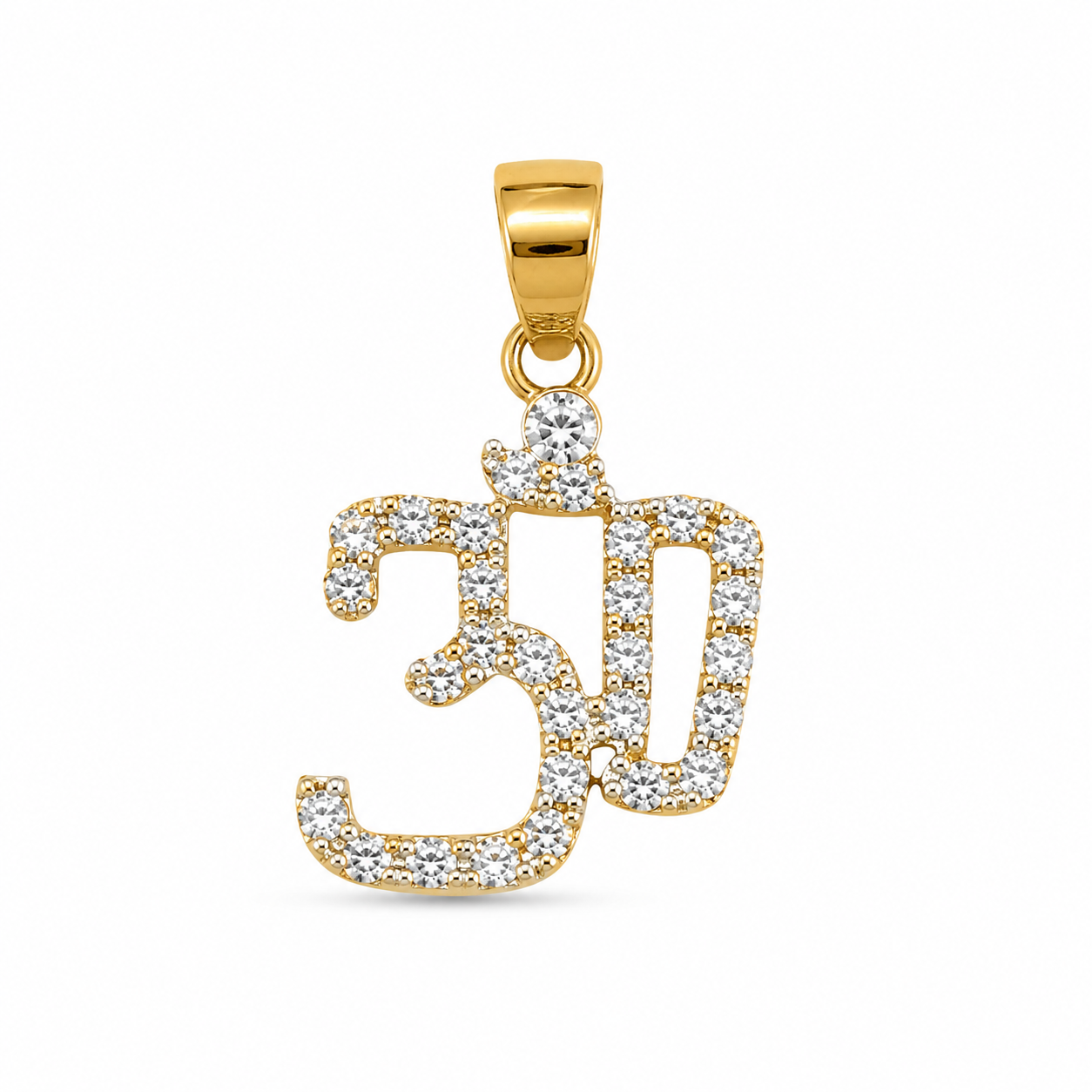 22KT Om Hindu Symbol Cubic Zirconium Yellow Gold Pendant [A2B7]