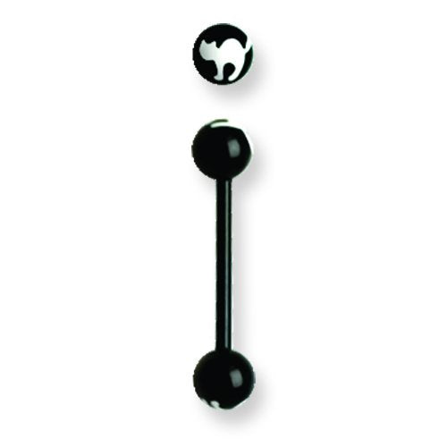 Acrylic 14G 5/8 In. Lg Cat Design In Black W/White Barbell