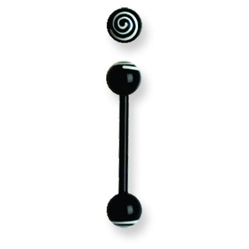 Acrylic 14G 5/8 In. Lg Hypnotic White On Black Barbell