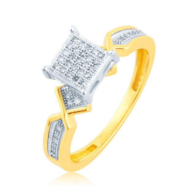 10K Yellow Yellow Gold Ladies Ring With 0.14 Ct Round Micro Pave Diamonds