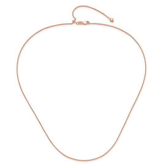 14K Rose Gold Adjustable 1Mm Wheat Chain