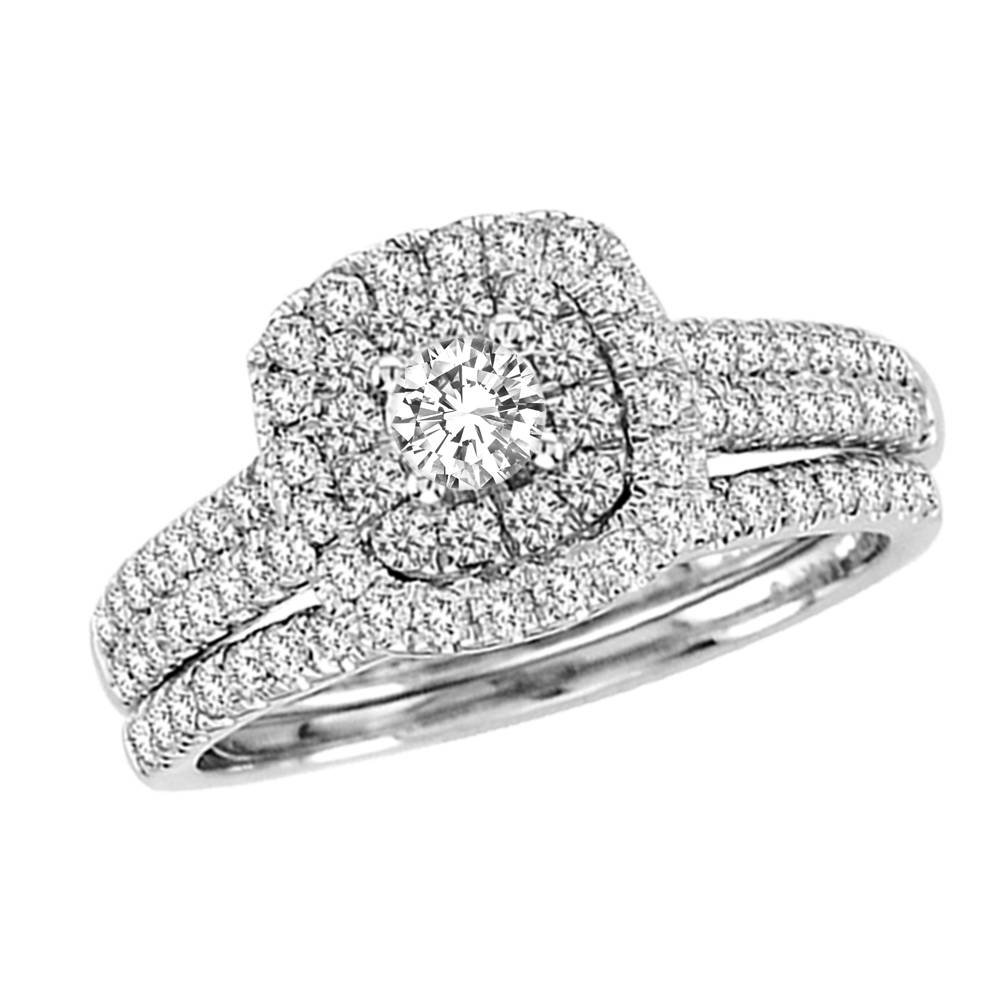 14K White Gold Magnifcnet White Gold 1.00Ct Bridal Set