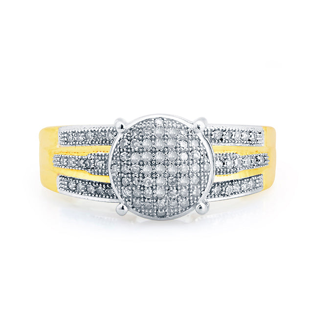 10K Yellow Yellow Gold Ladies Ring With 0.25 Ct Round Micro Pave Diamonds