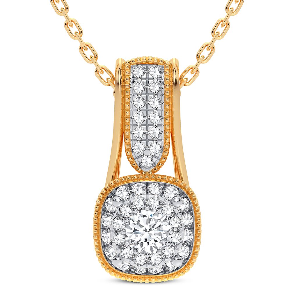 14K Yellow Gold Exquisite 0.20Ct Diamond Pendant (Chains Sold Separately)