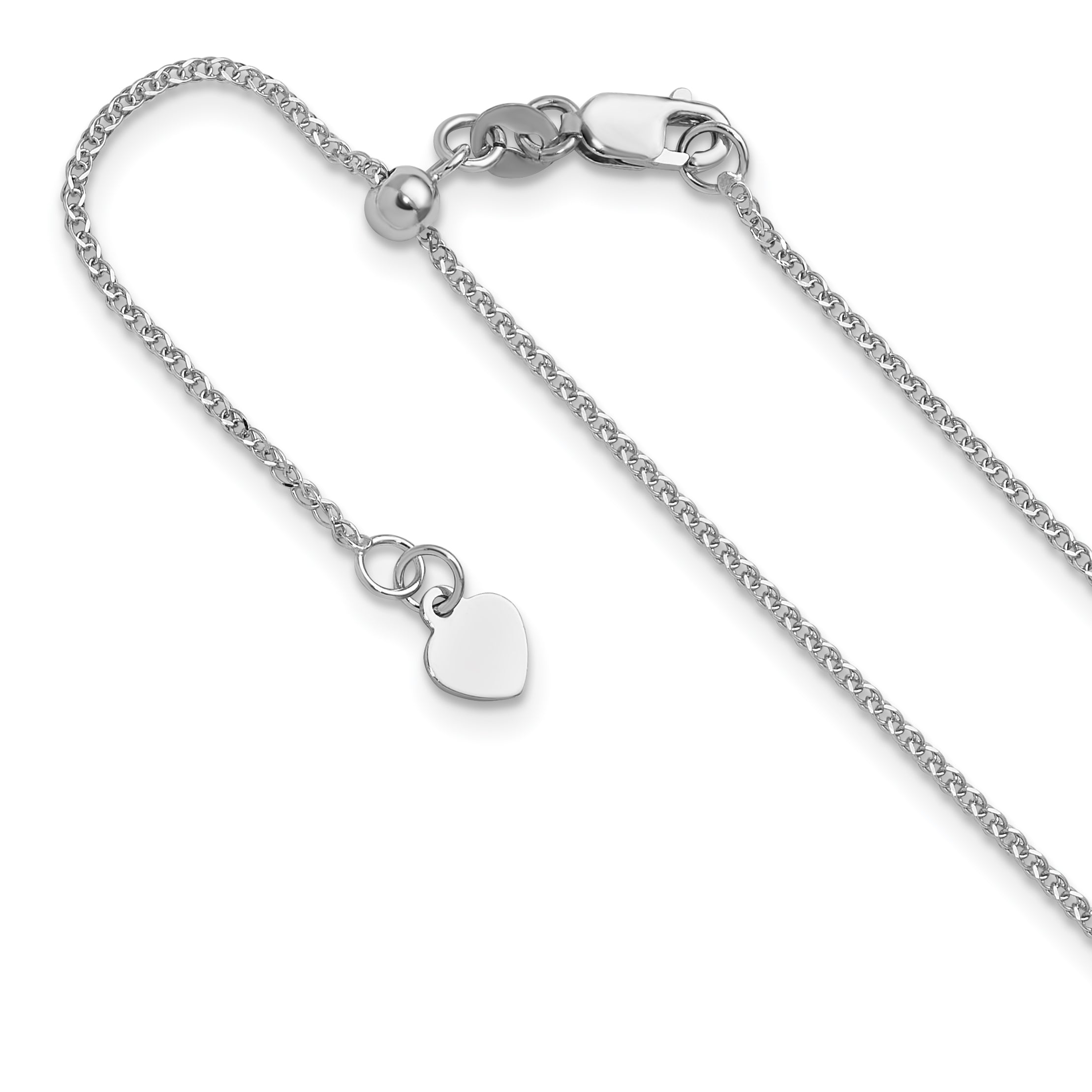 14K White Gold Adjustable 1.2 mm D/C Double Curb Chain