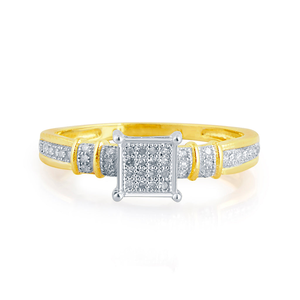 10K Yellow Yellow Gold Ladies Ring With 0.10 Ct Round Micro Pave Diamond