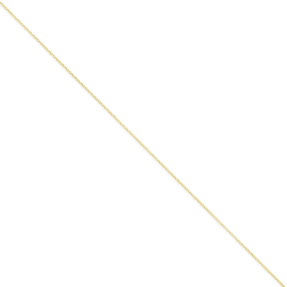 14K 24 Inch .8Mm Diamond-Cut Round Open Link Cable With Lobster Clasp Chain