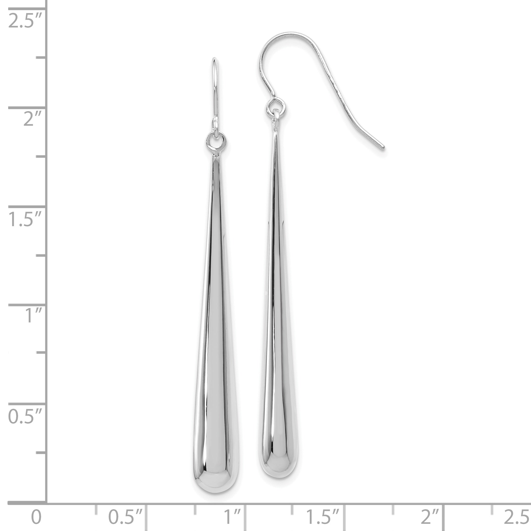 14K White Gold Polished Shepherd Hook Earrings