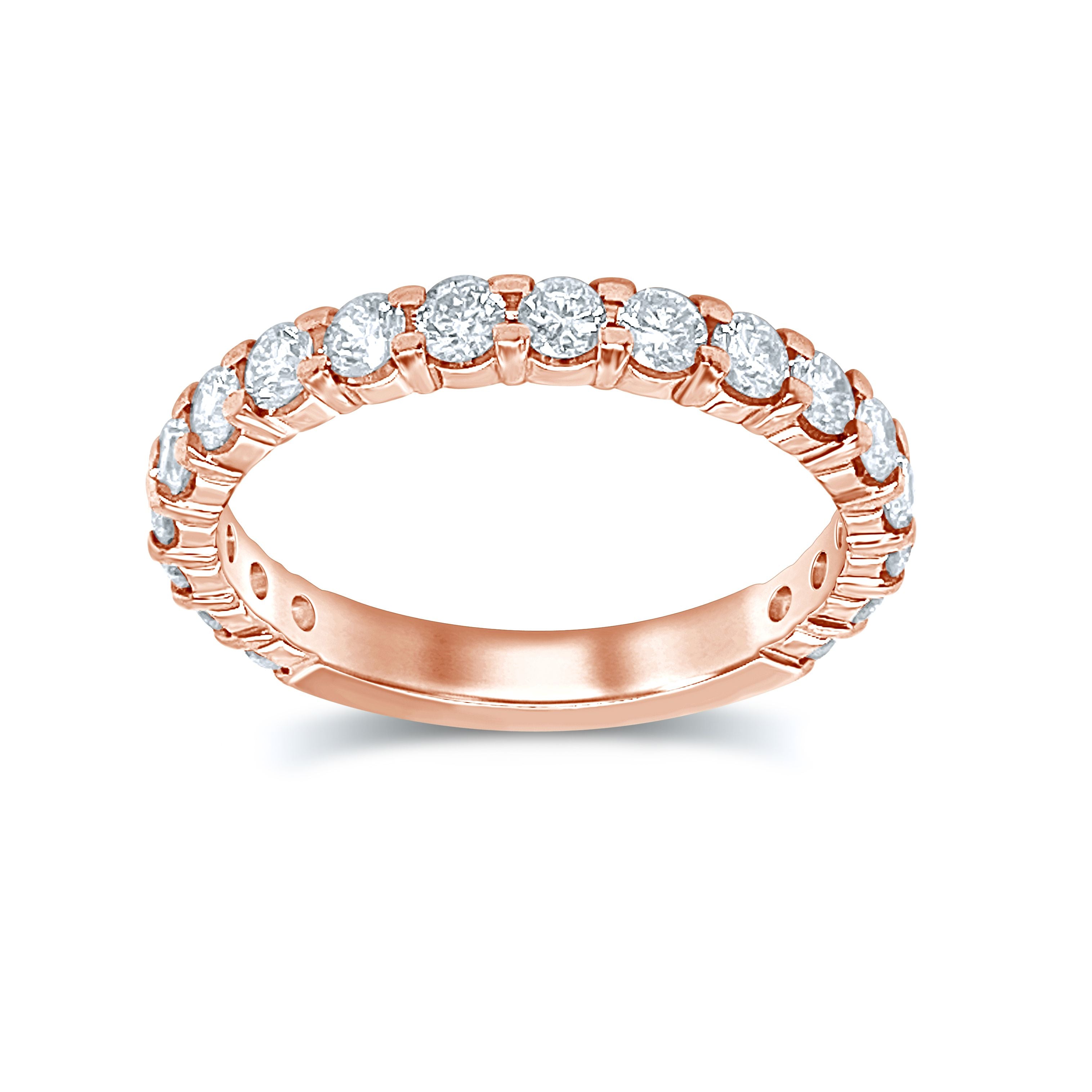 14K Rose Gold Dazzling 0.25Ct Diamond Band (18 Diamond Stones)
