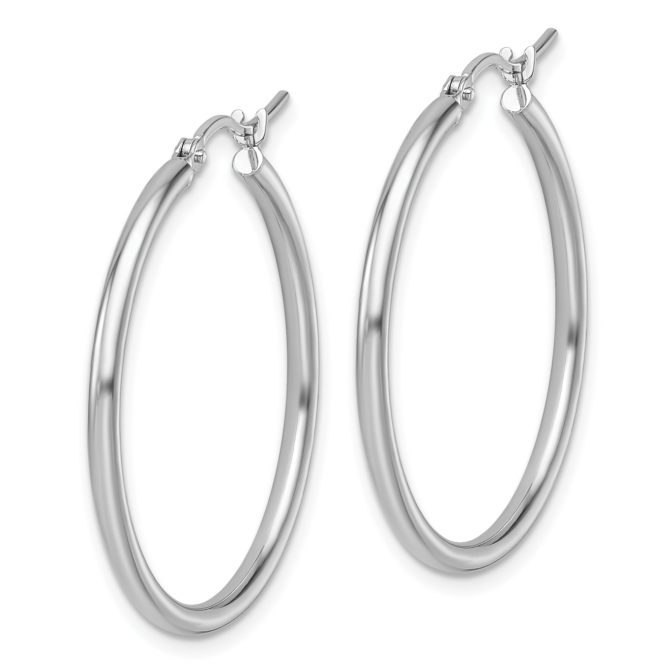 14K White Gold 2x30mm Hoop Earrings