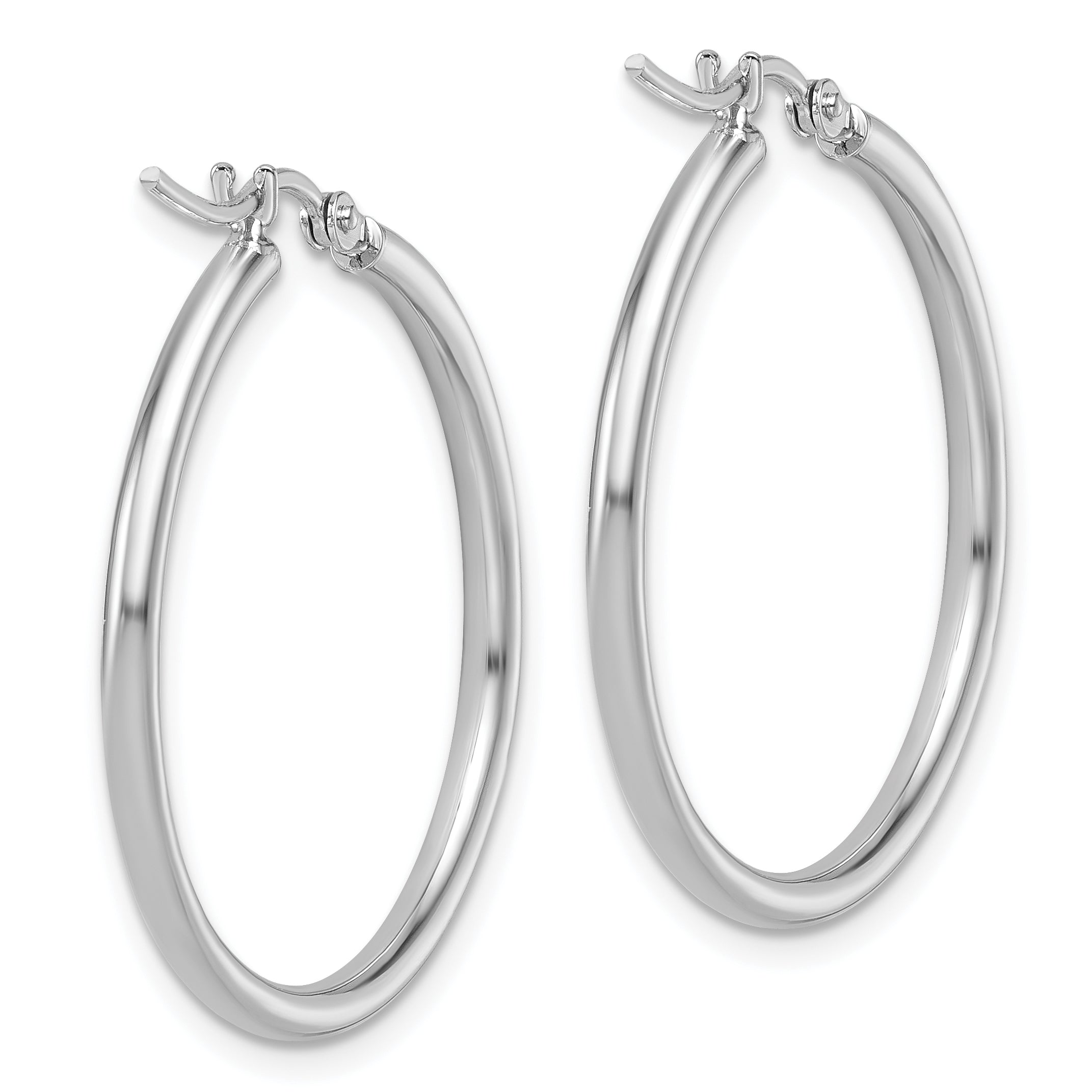 14K White Gold 2x30mm Hoop Earrings