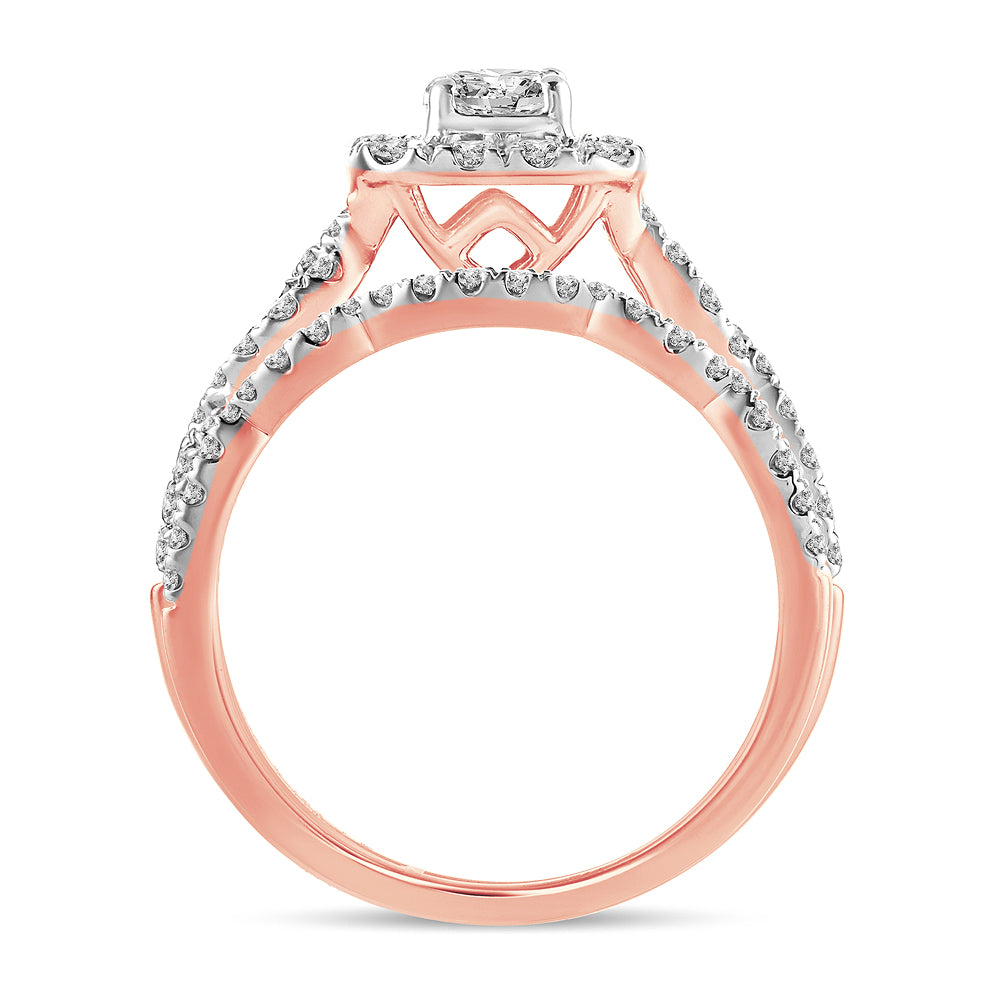 14K Rose Gold Exquisite 1.00Ct Diamond Bridal Ring