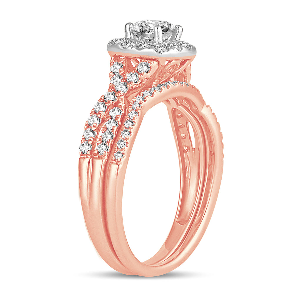 14K Rose Gold Gorgeous 1.00Ct Diamond Bridal Ring