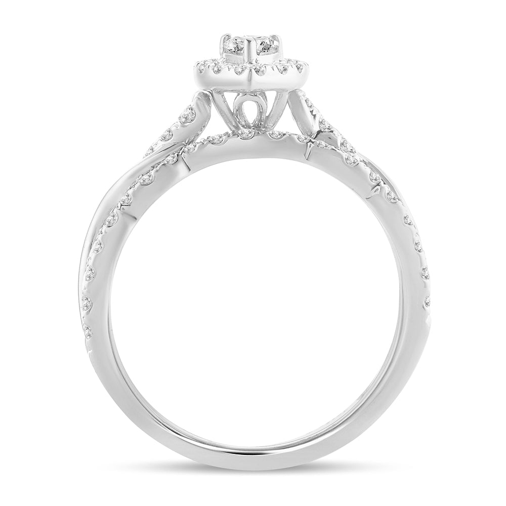 14K White Gold Dazzling 1.00Ct Fancy Cut Bridal Ring