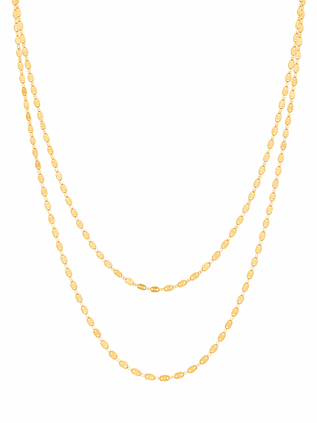 14KT Hollow Yellow Gold Adjustable Double Necklace