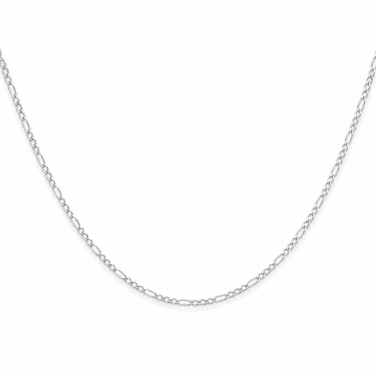 925 Sterling Silver Hollow White 2MM Figaro Link Chain