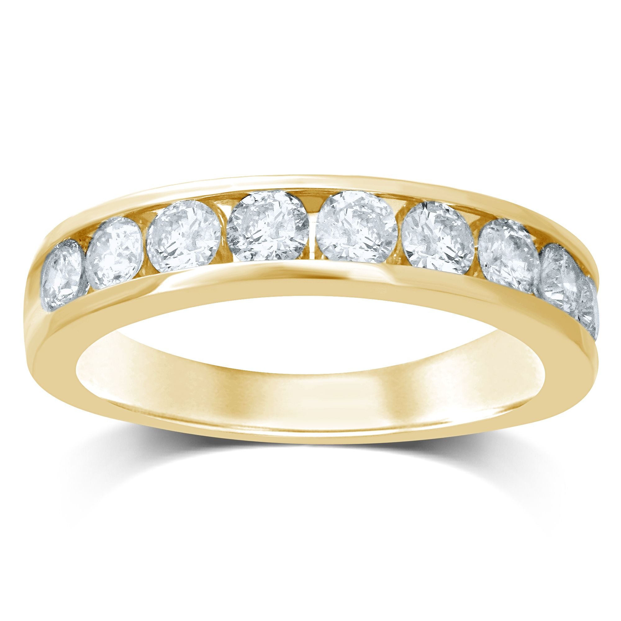 14K Yellow Gold Exquisite 0.90Ct Diamond Band (9 Diamond Stones)