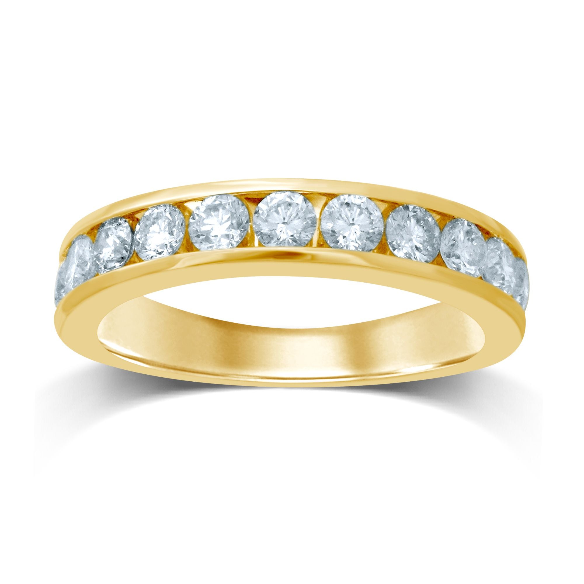 14K Yellow Gold Elegant 0.10Ct Diamond Band (11 Diamond Stones)