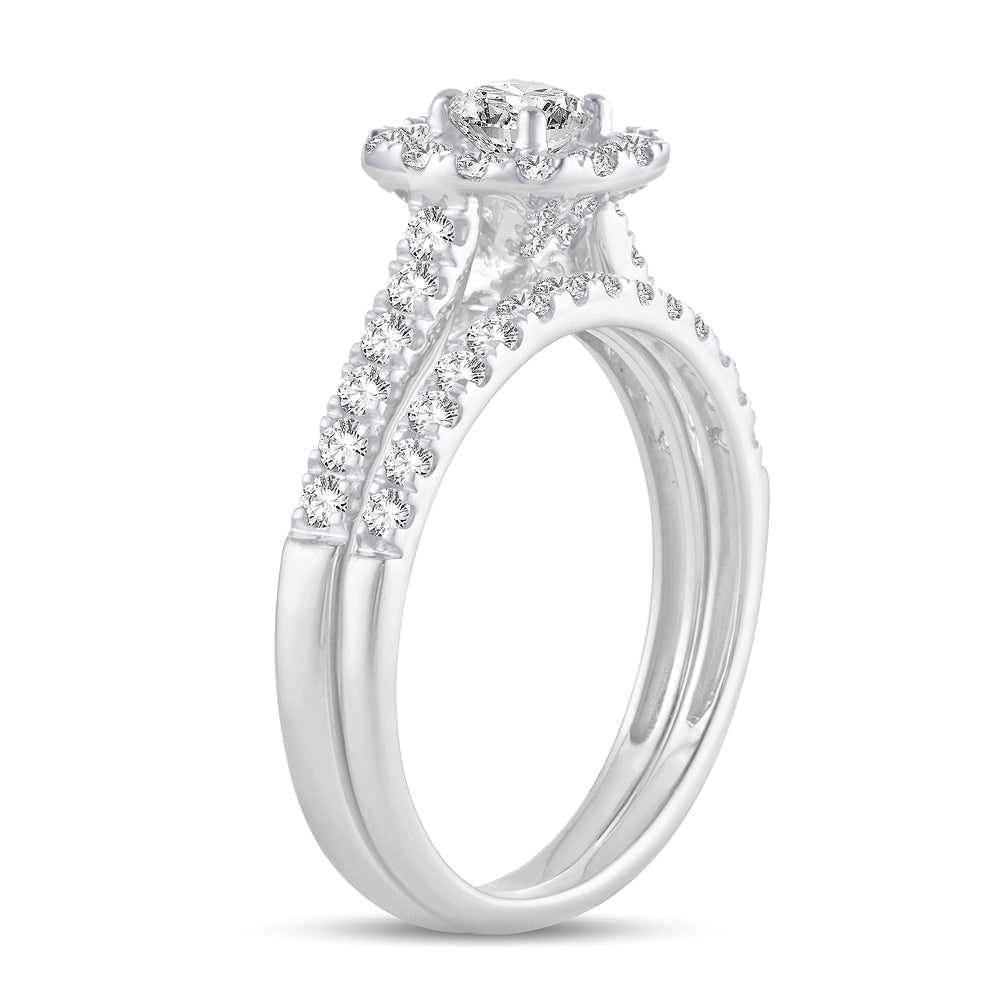 10K White Gold Dazzling 1.00Ct Diamond Bridal Ring