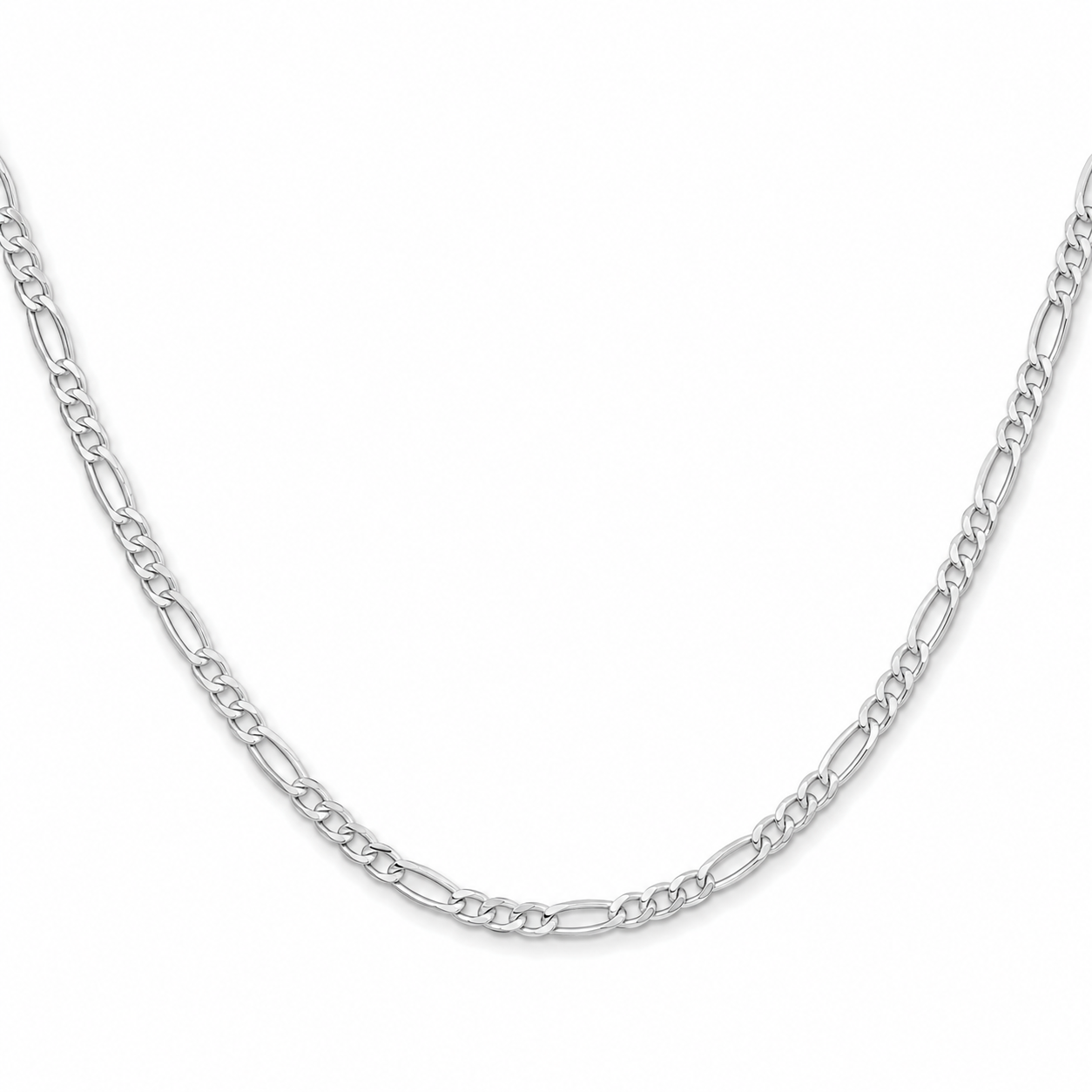 925 Sterling Silver Solid White 4MM Figaro Link Chain