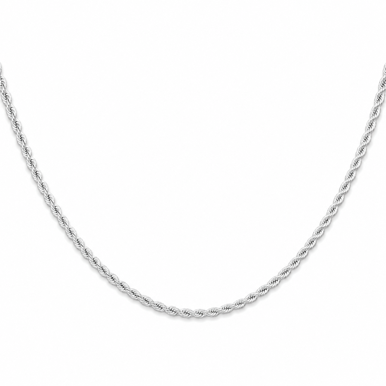925 Sterling Silver Solid White 2.5MM Rope Link Chain