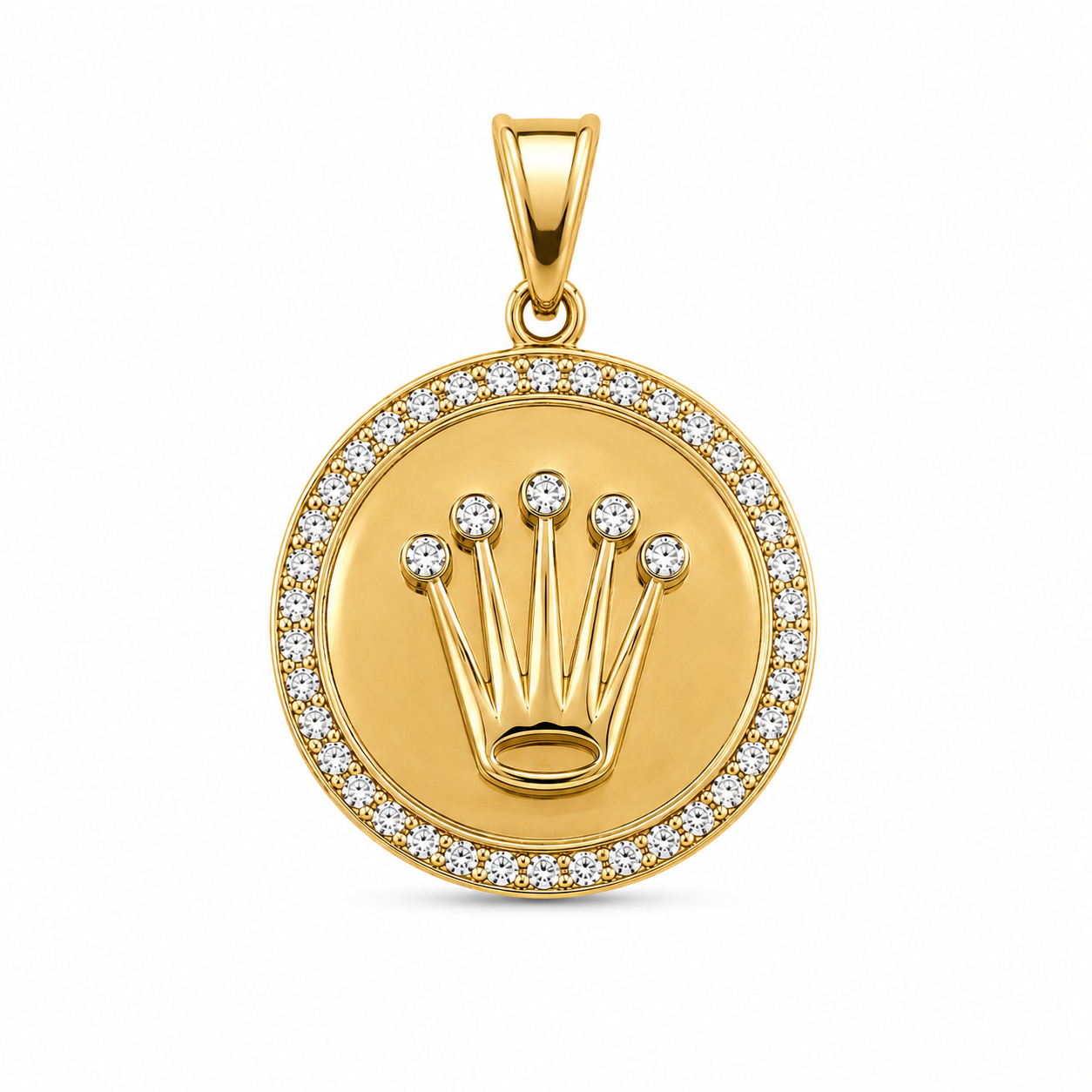 14KT Yellow Gold Round Crown Pendant [A2B5]