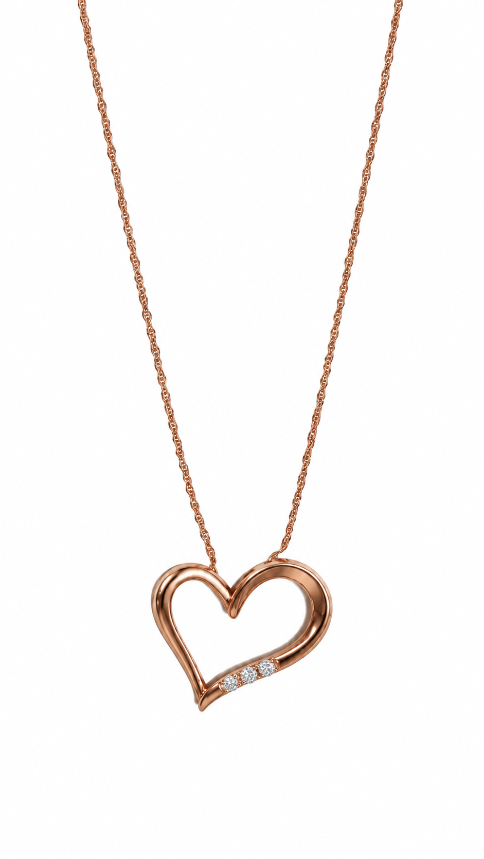 14KT Rose Gold Abstract Heart 0.07 CTW Natural Diamond Pendant [K9H00]