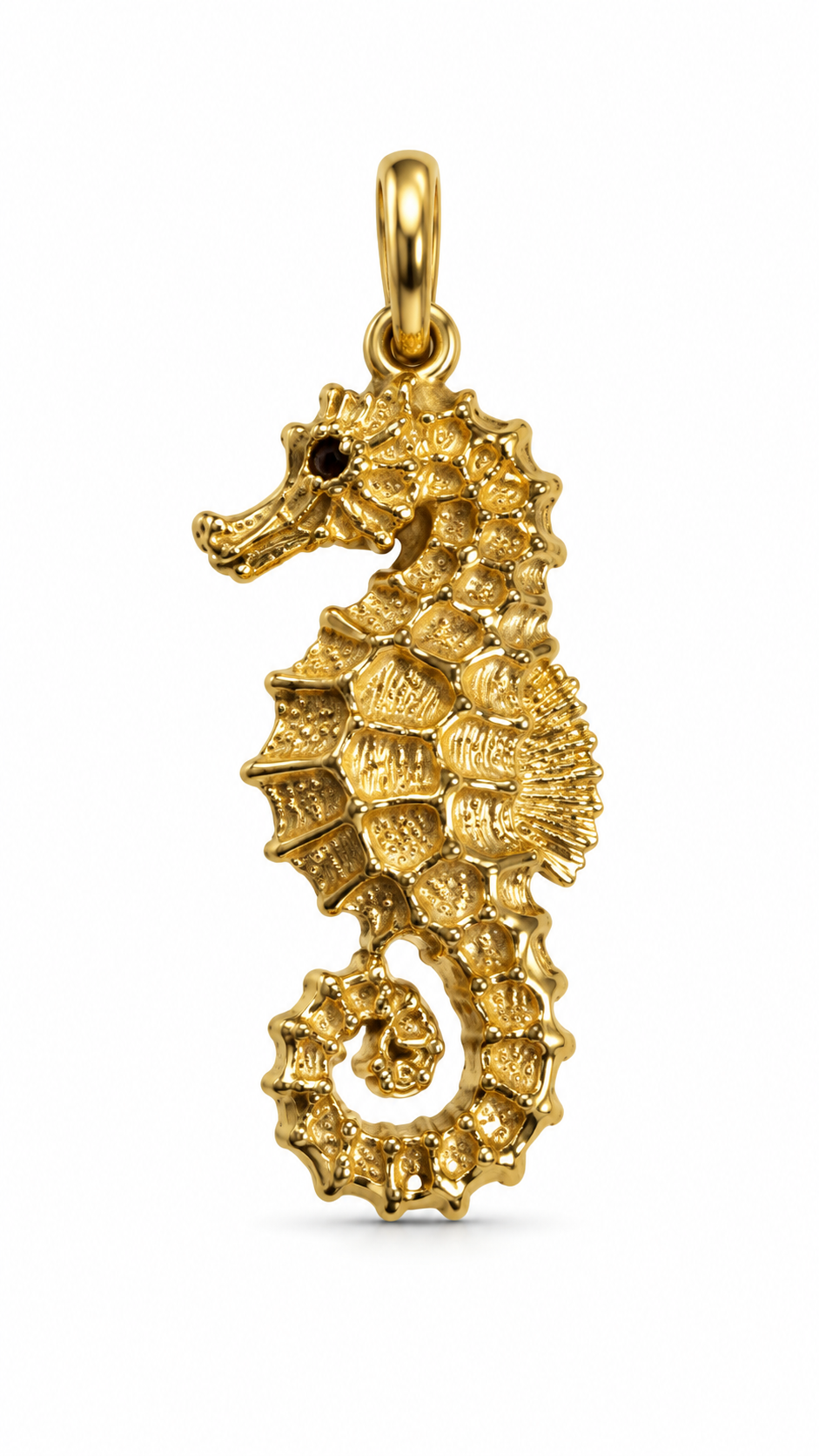14KT Yellow Gold Textured Seahorse Pendant [A3B3]