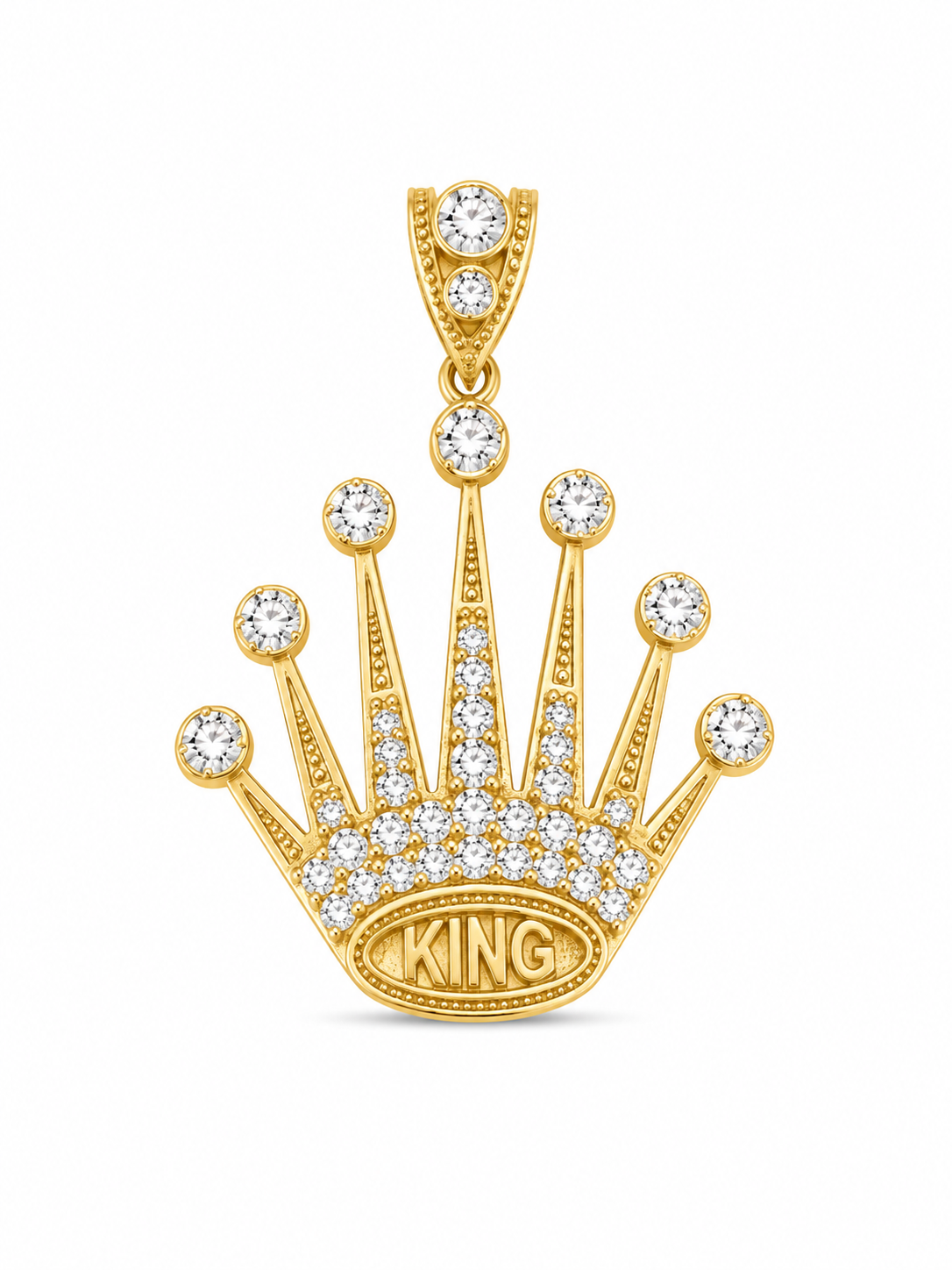 10KT Yellow Gold King Crown Pendant [A4B8]