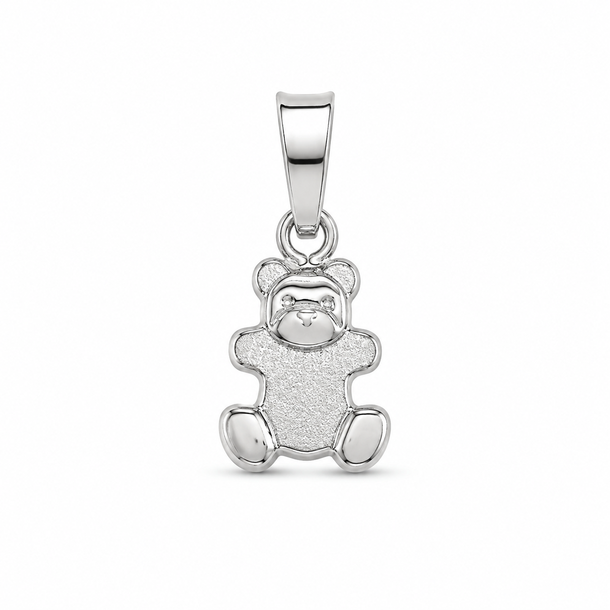 14KT White Gold Teddy Bear Pendant [A1B4]