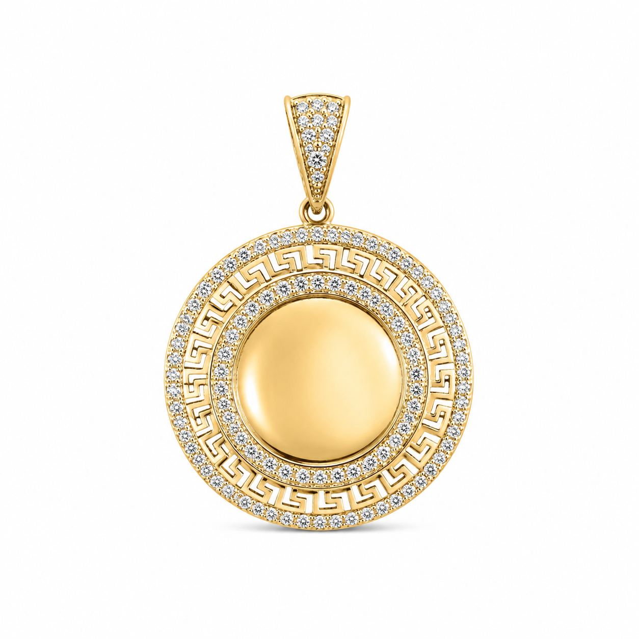 10KT Yellow Gold Round CZ Memory Pendant [A4B6]